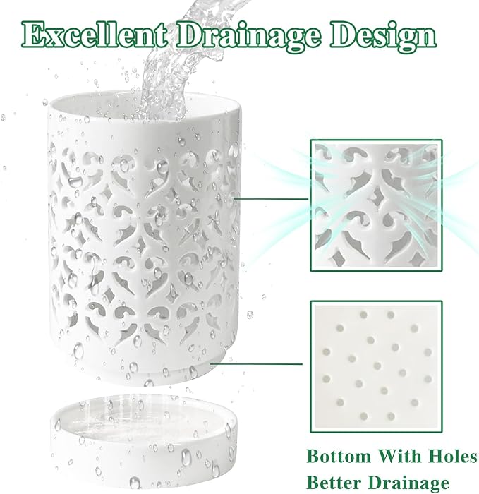 Orchid Pots with Holes,4 Inch Ceramic Orchid Pot for Repotting, Flower Planter Pot Indoor Outdoor, Breathable Slotted Orchids Planter White