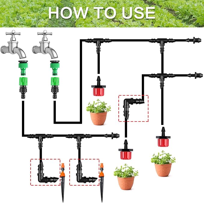 70 Pack Drip Irrigation Barbed Elbow Fittings,Barbed Connector Fits Universal 1/4" Drip Tubing, 90 Degree Drip Line Corner for Drip or Sprinkler System