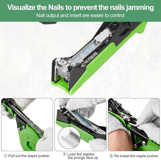 Upgraded Plant Tying Machine Gun to Tie Up Vine Tomatoes and Grapes Quickly Garden Tape Tool for Gardeners Farmers with SK5 Blade Replacement Garden Tapes and Staples