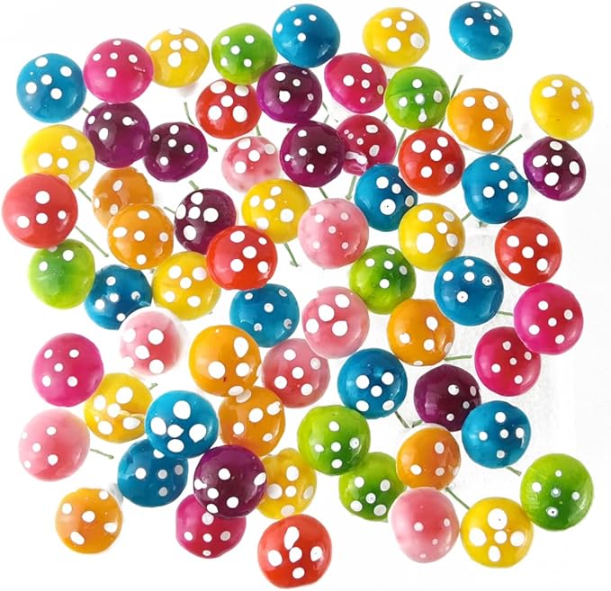 NSBELL 240PCS Fairy Garden Mushroom Mini Tiny Foam Mushroom Miniature Colorful Mushroom Artificial Fairy Garden Ornament for Flower Pot Micro Landscape Decoration