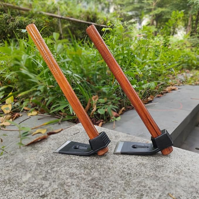 Garden Hoe Tool Small Action Hoe, Loosening Soil and Weeding,Knockable and Removable Nails,Hand Long Handle Weed Garden Tool,Digging and Rooting (6.29in×2.95in,1.80lb)