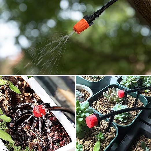 Drip Irrigation System Kit - 132FT/40M + 33FT/10M Hose, DIY Automatic Water Saving, Garden Watering System with 4/7mm and 8/11mm Tubing - Ideal for Gardens, Greenhouses, Lawns, and Patios