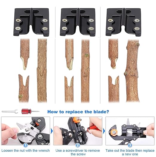 SUCA Grafting Tool Kit, Garden Pruner Tools with Replacement Blades, Plant Branch Vine Fruit Tree Cutting Tool Kits Scissors, Perfect for Fruit Trees Grafting (tool 1)