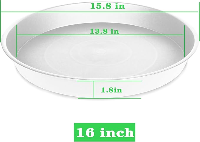4 Pack of 16 inch Plant Saucer White, Bird Bath Bowls, Heavy Duty Plastic Plant Saucer Round White