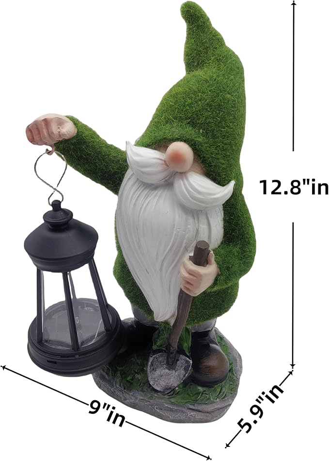 coolboy Solar Gnome Outdoor Garden Statue,Waterproof LED Lights Outdoor Decor,Resin Gnome Ornament,Solar Lantern Indoor Figurines for Patio Garden Table Decor