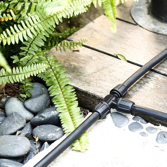 Kalolary Barbed Tee for 5/16 Inch Irrigation Tube, 20PCS Anti-Drop Drip Irrigation Hose Fittings for 8/12mm PE Pipe Micro Spray Lock Drip Irrigation Parts Connectors 3-Way Adapter Watering System
