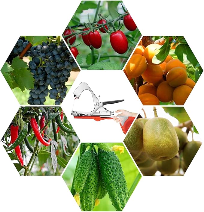 Plant Tying Machine Tomato Tape Tool Fruit Twine Tool with 21 Rolls of Tape and 1 Box of Staple for Garden Vegetable Grape Cucumber Pepper