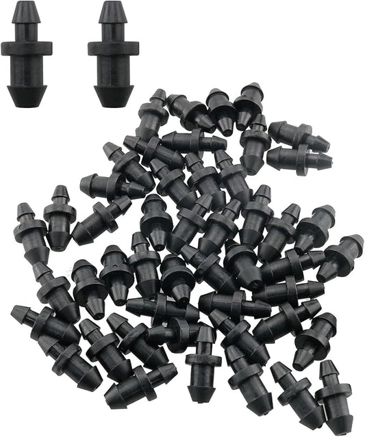 50pcs 1/4" Drip Tubing End Plugs for Home Garden Sprinkler Systems Drip Fitting, Double Barbed Goof Plugs for Drip Irrigation Drip Line Plug