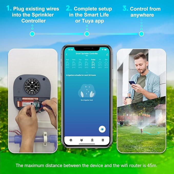 Smart Sprinkler Controller, 12-Zone/Station Irrigation System(with Water Pump and Rain Sensor Interface), GreenVation 2.4G/5GHz WiFi Water Timer for Outdoor Garden/Yard/Lawns (12 Zone Controller)