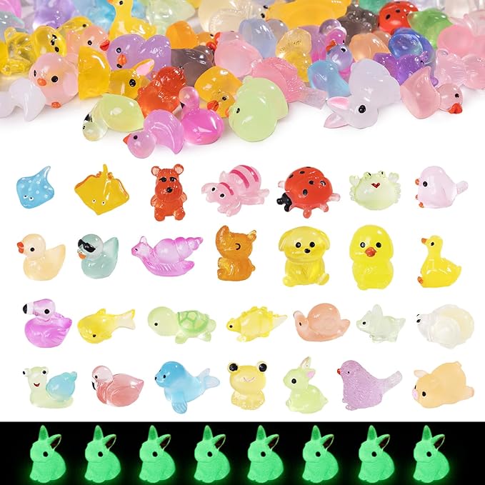 Tiny Resin Animals Figures to Hide 120 Pcs Mini Resin Animals Bulk for Miniature Fairy Garden Accessories Micro Landscape Aquarium Potted Decoration