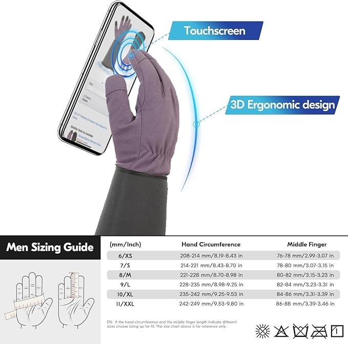 Vgo... Winter Warm Safety Work Gloves Women, Extended Pig Split Leather Cuff,Synthetic Leather, Rose Pruning Thorn Proof,Gardening(Size S,Purple,SL6592FLWP)