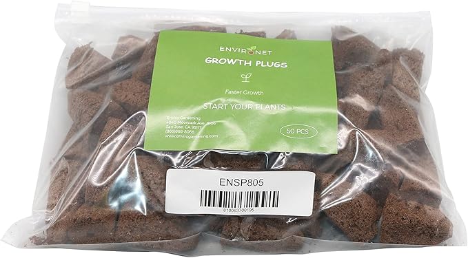 Seed Starter Plugs, Growth Plugs for Seed Starting, Hydroponic and Soil Applications (1 Pack of Approx 50 Counts, 1.25 Inch Square X 2.5 Inch Deep)
