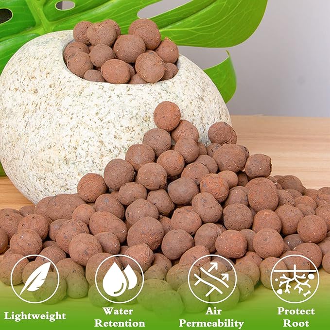 Halatool 8LB Clay Pebbles for Plants 4mm-16mm Lightweight Hydroton Leca Balls for Indoor Potted Plants Hydroponics Gardening Orchids Drainage Decoration Aquaponics