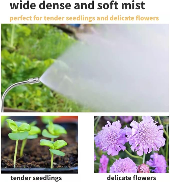 Mist Watering Wand For Hanging Baskets,25 Inch Spray Wand With Adjustable Nozzle, Car Pet Window Cleaning Tool, Great For Watering Seedbeds, Hanging Plants, Deck Plants.（90-degree curved nozzle）