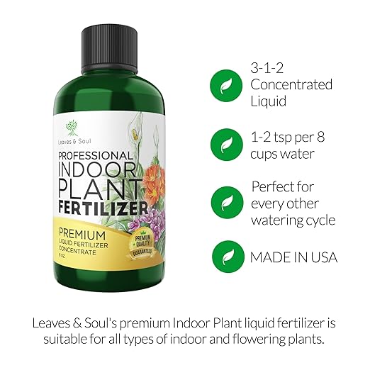Professional Liquid Indoor Plant Fertilizer | 3-1-2 Concentrate for Plants and Flowers | Multi-Purpose Blend & Gardening Supplies | 8 oz Bottle