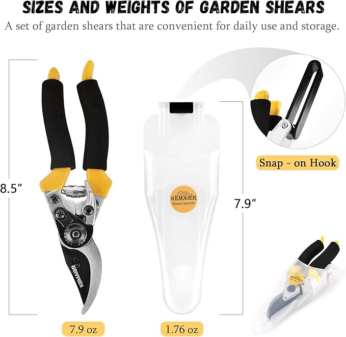 Heavy-Duty Handheld Garden Shears - Versatile Pruning Tools for Gardening, Tree Pruning, Flower Care, Hedge Maintenance, Plant Branch Cutting, and Pruner Holster