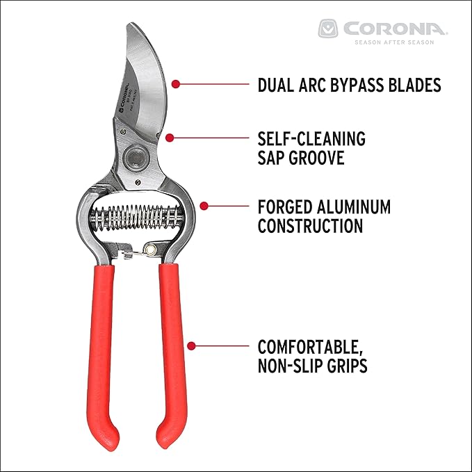 Corona BP 3180D Forged Classic Bypass Pruner with 1 Inch Cutting Capacity, 1", Red