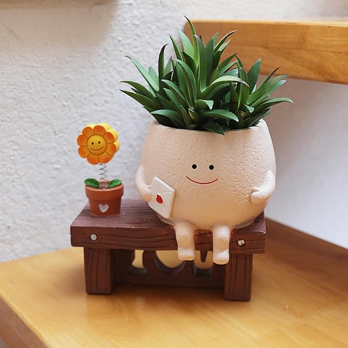 Sunflower Planter Pot with Drainage Hole Cute Plant Pots for Succulents Plants Live Unique Flower Pots for Indoor Outdoor Use