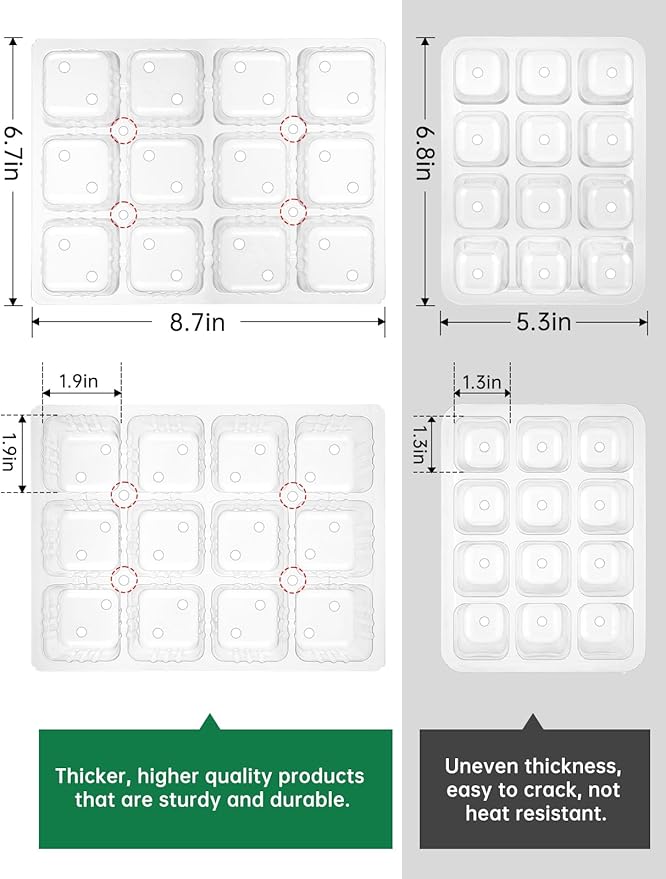 3-Pack Seed Starter Trays with Heat Mat, Seed Starter Kit with Grow Lights, 36 Large Cells Seed Germination Kit with Adjustable Humidity Vents for Indoor Plants Seeds Starting, Ideal Gardening Gifts