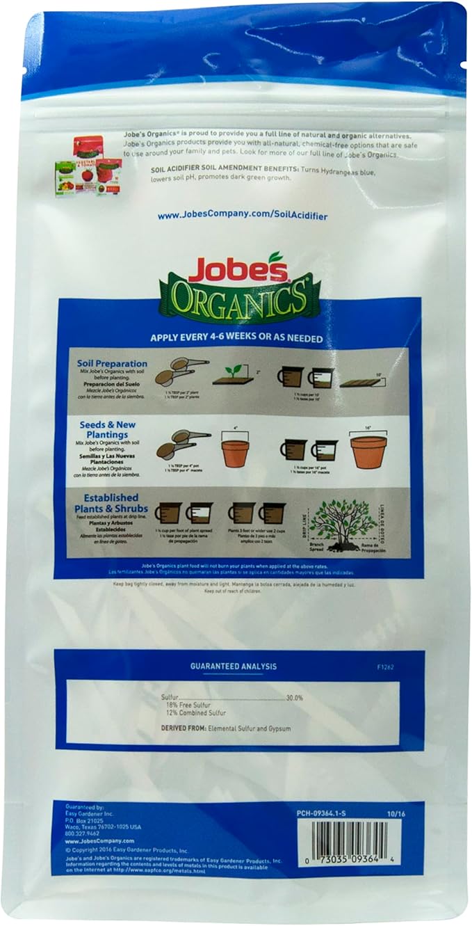 Jobe's Organics Granular Soil Amendment, Organic Soil Acidifier for Blueberry and Hydrangea Plants, 6 lbs Bag