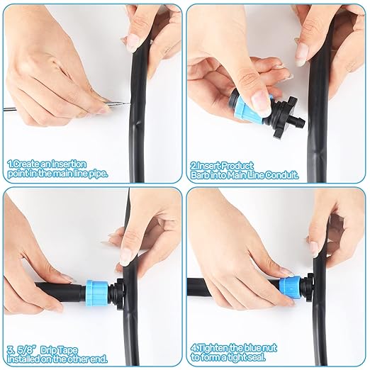 Frienda Drip Tape Connector Fittings, Locks 1/4" Barb for 5/8" Drip Irrigation Fitting Kit Irrigation Tubing Connectors Tools Coupling Barbed Locking Fitting(50 Pcs)