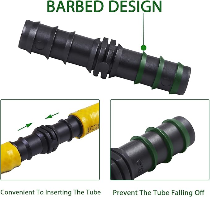 URATOT 40 Pieces Drip Irrigation Fittings Kit 1/2" Tubing Set, 10 Tees, 10 Couplings, 10 Elbows and 10 End Cap Plugs Drip Irrigation Barbed Connectors for Drip Sprinkler Systems