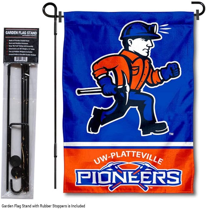 College Flags & Banners Co. Wisconsin Platteville Pioneers Garden Flag with Stand Holder