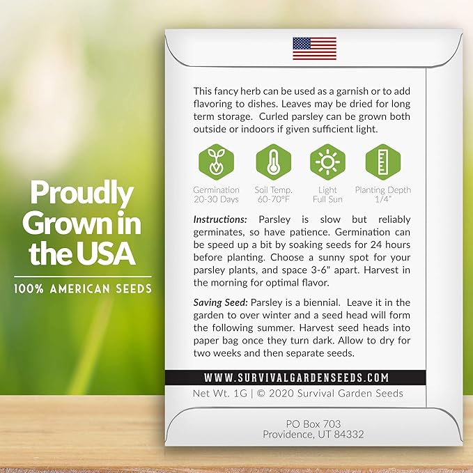 Survival Garden Seeds - Curled Parsley Seed for Planting - 3 Packs with Instructions to Plant and Grow Nutritious Curly Parsley Herb Plants in Your Home Vegetable Garden - Non-GMO Heirloom Variety