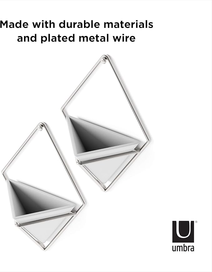 Umbra Trigg Small Wall Display, White-Nickel, Planter Pot, Indoor Outdoor Usage