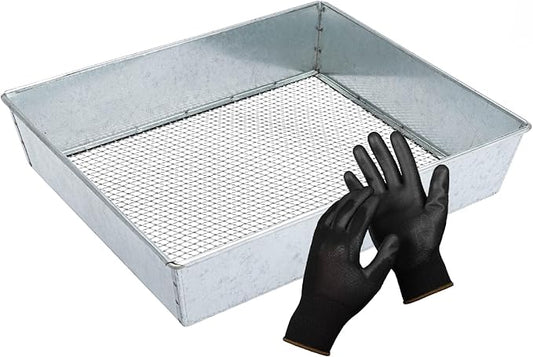 Soil Sifter, 12 x 10 Inch Standard Size with 1/4 Inch Mesh, Includes Work Gloves