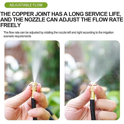 Drip Irrigation Kit,Automatic Garden Watering System with New Quick Connectors and 360-degree Bending Dropper Atomizing Nozzles for Watering System for Garden Plant Lawn Patio. (15 Nozzles)