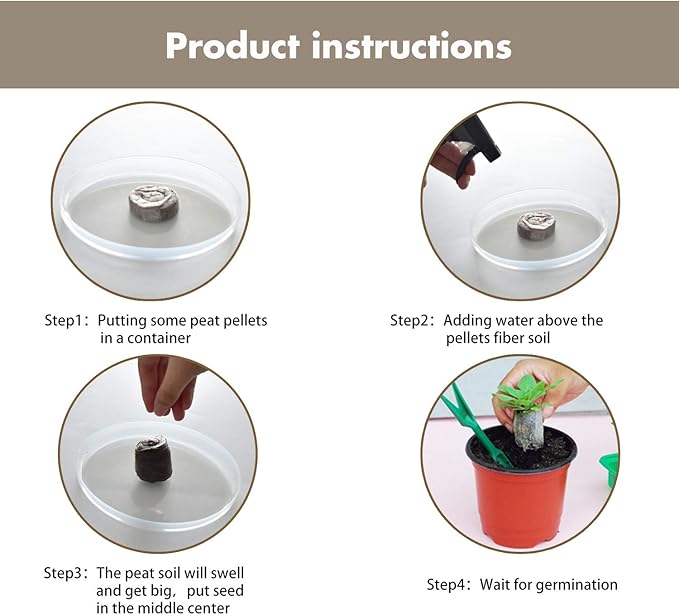 ZeeDix 50pcs 50mm Peat Pellets, Compressed Seed Starter Soil Peat Plugs Peat Pods Seed Starter Potting Soil Peat Moss Pellets Seed Pods for Planting Flowers Herbs and Vegetables