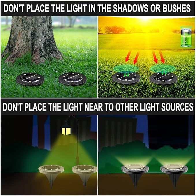 Solar Powered Ground Lights 2Pack,Waterproof LED Solar Lights Outdoor Solar Disk Lights Decorative,Solar Garden Lights for Landscape Pathway Patio Yard Walkway Path Lawn Driveway (Warm White)