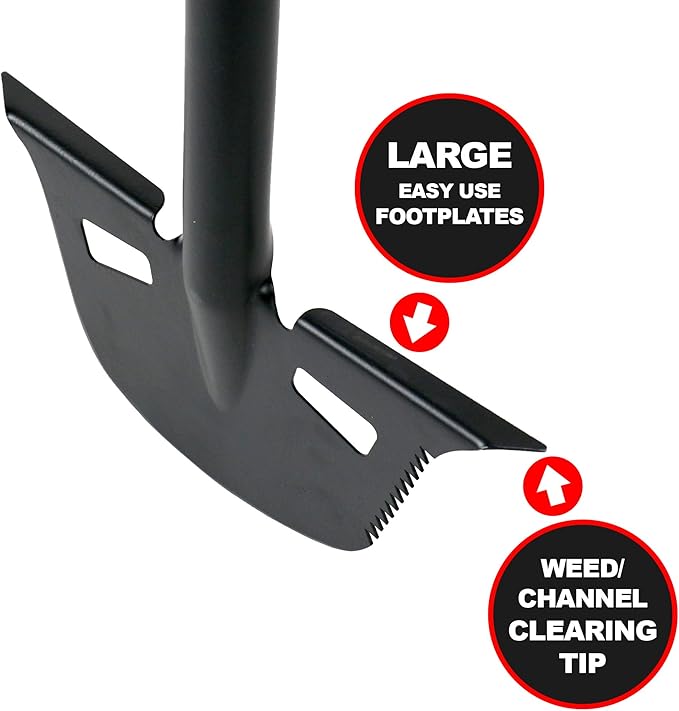 Roamwild Multi-Digger Garden Edger – Reinforced Fibreglass Light Weight Gardening Edging Tool with Edge Clearing Extra Wide Footplates & Unique Dual AIR Light Grip Technology & Root Saw Stump Cutter.