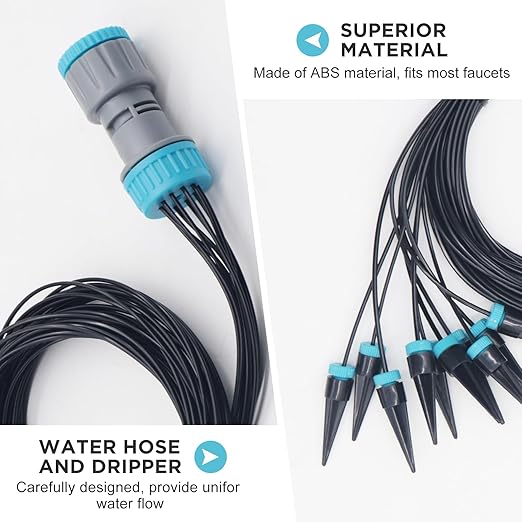 Drip Irrigation System Automatic Micro Drip Kit with 10 Drip Nozzles 52FT Irrigation Tubing Hose Garden Watering System for Flower, Potted Plants, Vegetable, Greenhouse