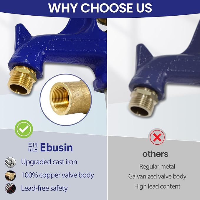 4.25FT Frost-Free Yard Hydrant, Freezeless Frost Proof Hydrant,Water Hydrant 3/4" Pipe Connection,Total Length 4.25ft, 24" Bury Depth,for Yard,Garden,Pasture Irrigation and Drinking