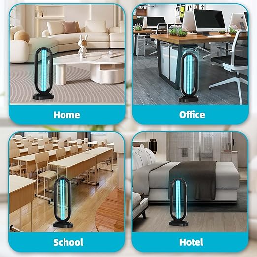 UV Light Sanitizer,4-Speed Timing and Remote Control UVC Home Disinfection Device,Ultraviolet Light Sanitizer for Bed Bugs and Dust Mites,UV Lamp for Whole Room,Black