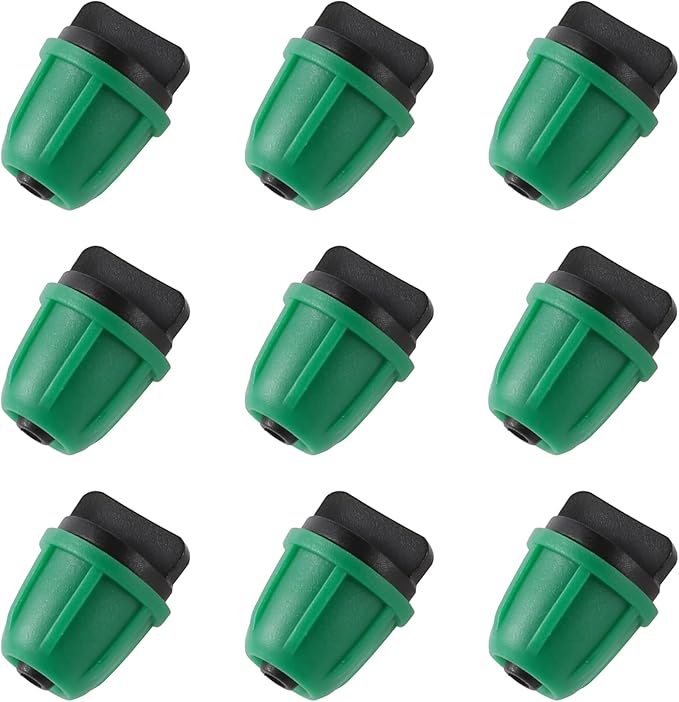 1/4 inch Drip Irrigation Fittings, Lock Barbed End Plugs for ¼ in. tubing; Tubing Outside Diameter (OD) is 0.250 in., Internal Diameter (ID) is 0.170. in.(25Pcs/Pack) (Green-End Cap)