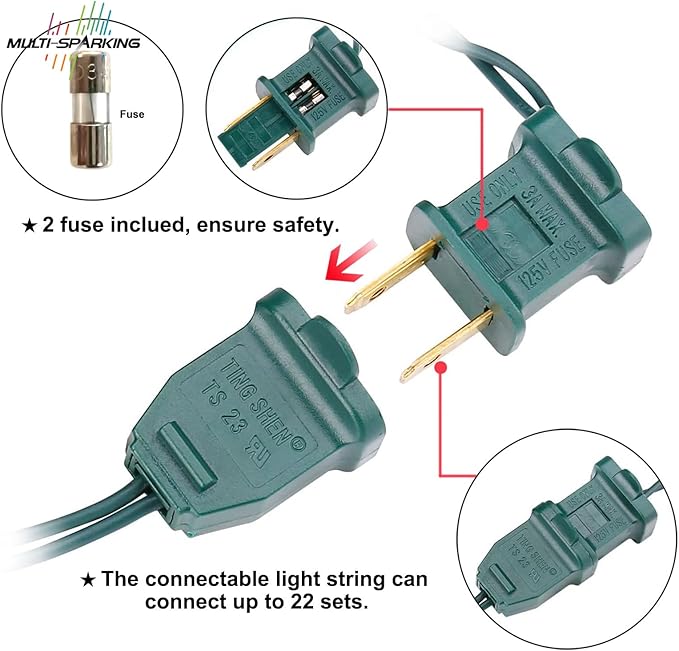 MULTI-SPARKING White Christmas LED Lights - 100 Count Warm White Holiday String Lights for Tree, Party, Wedding, Indoor and Outdoor Use, 33 Feet Green Wire, UL Certified, Connectable