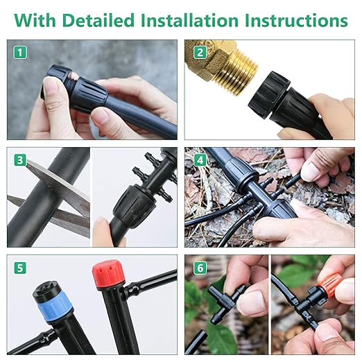 265 FT Drip Irrigation System Kit, 163pc Automatic Garden Watering Misting System for Greenhouse, Yard, Lawn, Plant