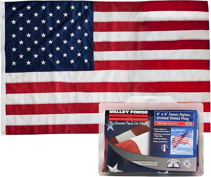 Valley Forge American Flag - 100% Made in The USA - 5' x 8' ft - Koralex II 2-Ply Polyester - Sturdy, Durable and Patriotic - Great for Gardens, Homes, Patios and Cars Flag