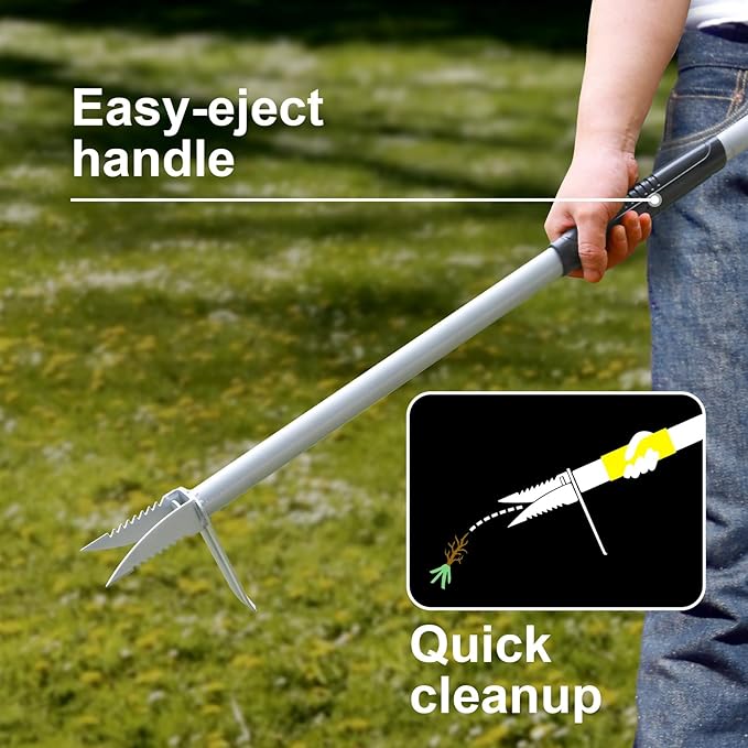 Jardineer Weeder Puller Tool Stand Up, 41 inch Long Handle Weed Tool Remover, Easy-Eject Handle for Easily Weeding for Gardening
