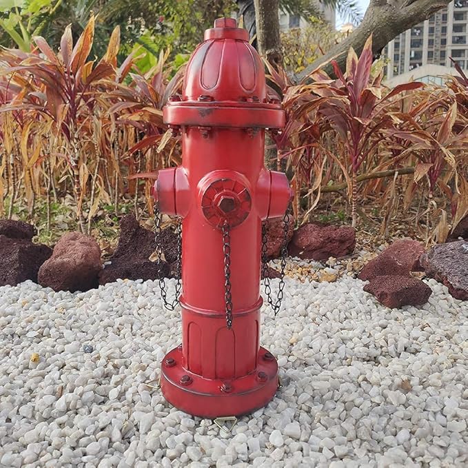 Fire Hydrant for Dogs to Pee On-16 Inches Red Puppy Pee Post Training Tool Resin Yard Garden Indoor Outdoor Statue