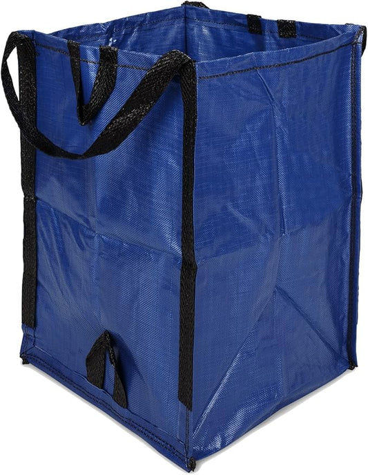 DURASACK Heavy Duty Home and Yard Waste Bag 48-Gallon Woven Polypropylene, Reusable Lawn and Leaf Garden Bag with Reinforced Carry Handles, Pop-Up Self-Standing Garbage Can, Blue