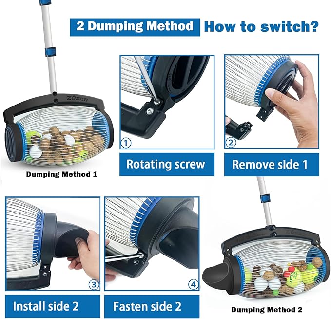 Zozen Nut Gatherer, 2 Dumping Method | Walnut Picker Upper Roller, Pine Cone Picker Upper - Apply to Pinecone, Hickory, Chestnuts, Buckeyes, Golf, Crab Apple Objects Size 1'' to 2.5''; 1.5 Gallon