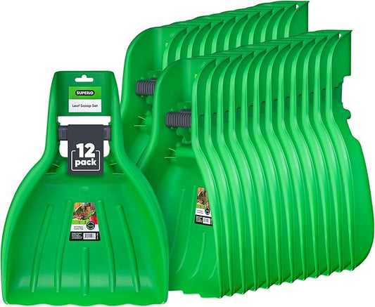 Leaf Collector, Leaf Scoops, Hand Rake for Leaf Picker Upper Gardening Hand Tools, Lawn Cleaning Garden Rake 12 Pair Leaf Scoop, Green Plastic Leaf Grabber, by Superio