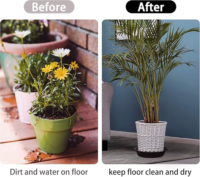 TITE Plant Saucer 16 inch,Heavy Large Planter Durable Thicker Plastic Plant Trays for Indoors and Outdoor,Plant Saucer Drip Trays,Black (16 inch, Black)