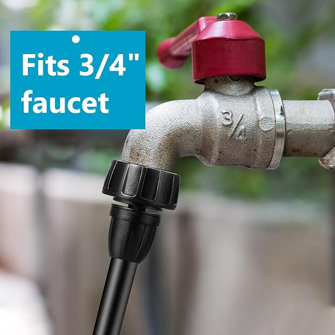 Retisee 12 Pcs 3/8 Inch Drip Irrigation Hose Connectors, 3/4" to 3/8" Drip Irrigation Adapter, Faucet to Hose Adapter, Plastic 3/4 Inch Garden Faucet Adapter with 12 Washers for Garden Irrigation