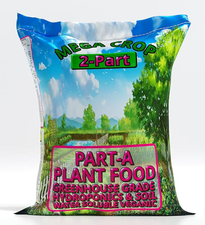 Mega Crop 2-Part A Hydroponic and Soil Base Nutrient Fertilizer for Plants with Organics NPK Compatible Jacks 5-12-26