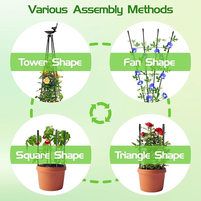 2 Pack Garden Obelisk Trellis for Climbing Plants | 79 Inches Tall Rustproof Metal Plant Support Trellis | Adjustable Garden Tower Trellis for Indoor Outdoor Vines Vegetables Flowers